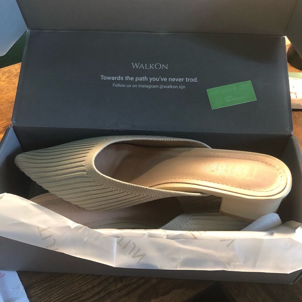 Cream tijn slip on heels